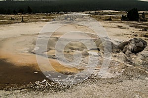 Scenery from the hot springs thermal area of Yellowstone National Park