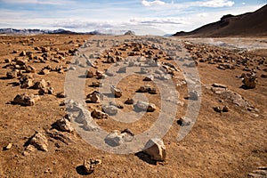 Scenery of Hverir Boiling mud and rocks
