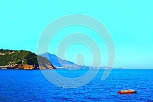 Scenery from Isola di Procida with the Tyrrhenian Sea