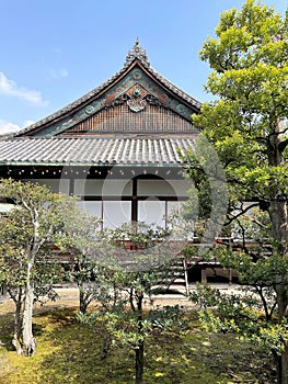 Scenery in Kyoto Japan at an ancient temple complex on Honshu Island