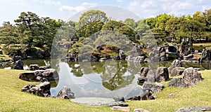 Scenery in Kyoto Japan at an ancient temple complex on Honshu Island