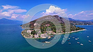 Scenery of Lago di Garda. Aerial veiw of Punta san Vigilio