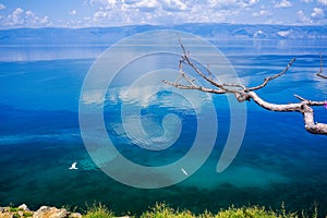 Scenery of the lake Baikal, Olkhon Island, Irkutsk, Siberian, Russia. beautiful views of blue lake