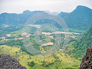 Scenery landscape view from Pha Ngeun in vangvieng City Laos.