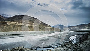 Scenery In leh Ladakh India, road and mountain during sunny day.