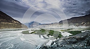 Scenery In leh Ladakh India, road and mountain during sunny day.