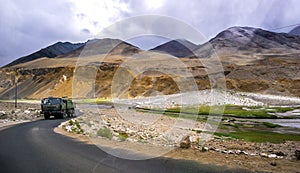 Scenery In leh Ladakh India, road and mountain during sunny day.