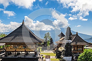 Scenery of Lempuyang Temple with Gunung Batur