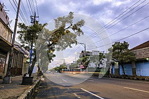 Scenery of main road in Purwokerto