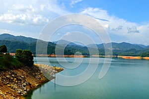 Scenery of man made lake at Sungai Selangor dam during midday