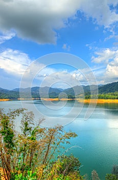 Scenery of man made lake at Sungai Selangor dam during midday