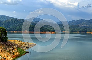 Scenery of man made lake at Sungai Selangor dam during midday