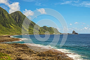 Scenery of Mantou Rock located in Lanyu at dusk