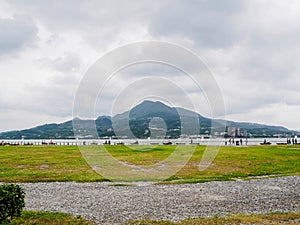 Scenery of mountain and Tamsui River in Taiwan