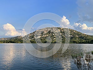 Scenery with mountains and lakes