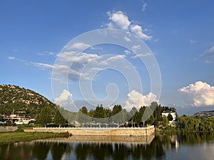 Scenery with mountains and lakes