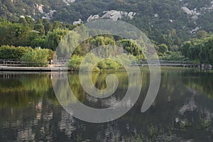 Scenery with mountains and lakes