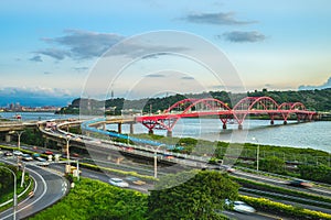 Scenery of new taipei city by the Tamsui River photo