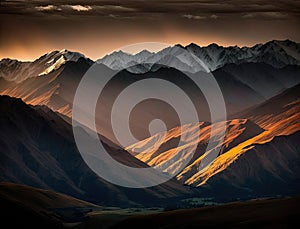 Scenery panoramic landscape of the Swiss Southern Alps majestic peaks