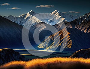 Scenery panoramic landscape of the Swiss Southern Alps majestic peaks