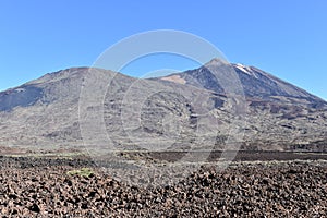 Scenery with Pico Viejo Volcano Mountain and famous volcano Pico del Teide in Tenerife, Europe