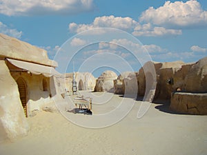 The scenery of the planet Tatooine from the filming of the Star Wars. Tunisia.
