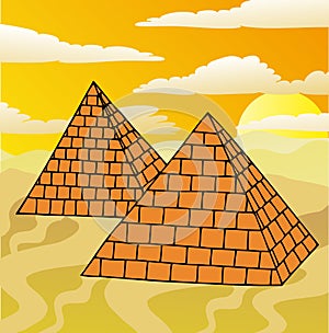 Scenery with pyramids