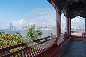 Scenery of Qingchuan Pavilion Park in Hanyang, Wuhan, Hubei, China