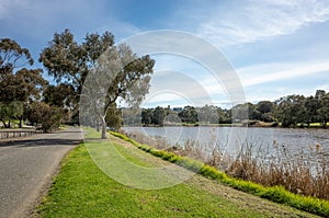 Scenery of the riverbank of Barwon river in Geelong, Australia.