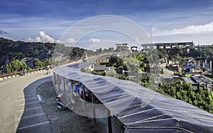 Scenery of road and people activity in Tangkuban Perahu tourist attraction