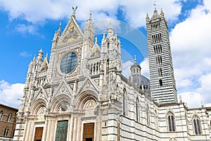 Scenery of Siena, a beautiful medieval town in Tuscany, with view of the Dome & Bell Tower of Siena Cathedral Duomo di Siena,