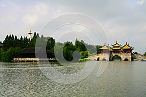 The scenery of Slender West Lake in Yangzhou city
