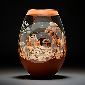 Scenery in a small glass jar. Generative AI