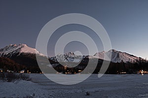 Scenery of snow covered High Tatras mountains Slovakia