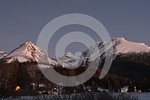 Scenery of snow covered High Tatras mountains Slovakia