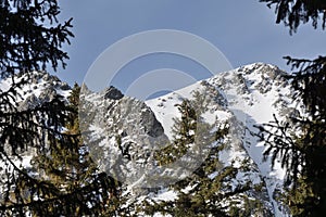 Scenery of snow covered High Tatras mountains Slovakia