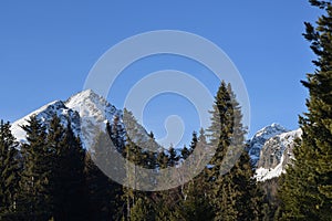 Scenery of snow covered High Tatras mountains Slovakia