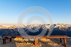 Scenery of Snow mountain range of Norther Japan Alps Chubu-Sangaku Park