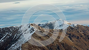 Scenery of snow mountain in South island, New zealand