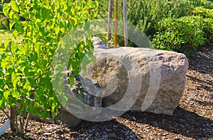 Scenery of stones in Koknese in the park Garden of Destinies in Latvia