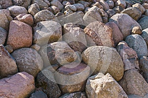 Scenery of stones in Koknese in the park Garden of Destinies in Latvia