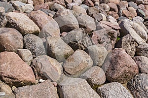 Scenery of stones in Koknese in the park Garden of Destinies in Latvia