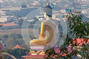 scenery sunrise above the golden pagoda