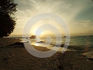 Scenery of sunset at beach in marine park Redang island