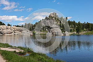 The scenery of Sylvan Lake in summer, in Custer State Park, South Dakota