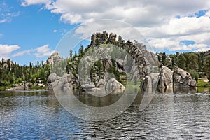 The scenery of Sylvan Lake in summer, in Custer State Park, South Dakota