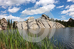 The scenery of Sylvan Lake in summer, in Custer State Park, South Dakota