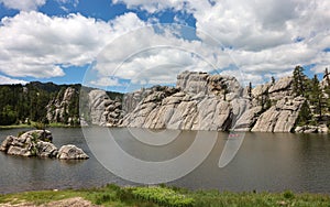 The scenery of Sylvan Lake in summer, in Custer State Park, South Dakota