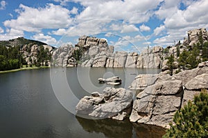 The scenery of Sylvan Lake in summer, in Custer State Park, South Dakota