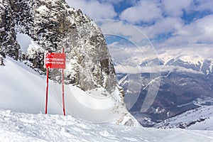 Scenery top view on winter mountains